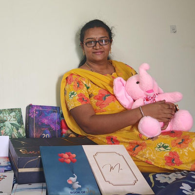 A TTE community member with her Little Black Box collection