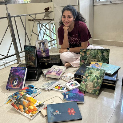 A TTE community member with her Little Black Box collection