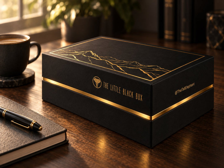 The Little Black Box 2027 on a desk
